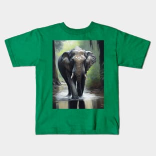 Asian Elephant Oil paint Kids T-Shirt